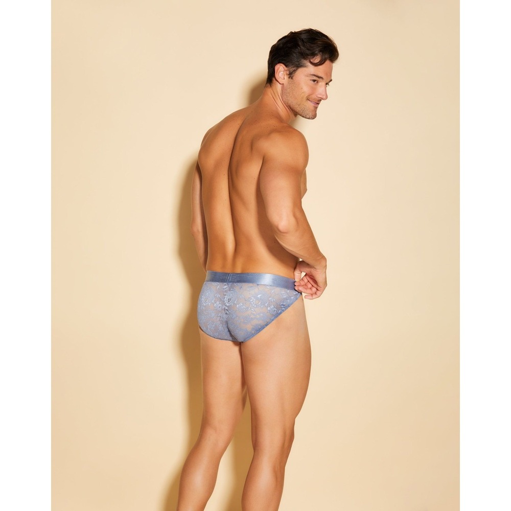 Cosabella Never Say Never Sports Brief Blue Diamond Lace Men's Size L NWT
